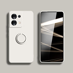 Funda Silicona Carcasa Ultrafina Goma con Magnetico Anillo de dedo Soporte S05 para Xiaomi Redmi Note 13 Pro 5G Blanco