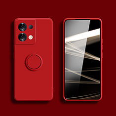 Funda Silicona Carcasa Ultrafina Goma con Magnetico Anillo de dedo Soporte S05 para Xiaomi Redmi Note 13 Pro 5G Rojo