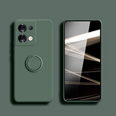 Funda Silicona Carcasa Ultrafina Goma con Magnetico Anillo de dedo Soporte S05 para Xiaomi Redmi Note 13 Pro 5G Verde Noche