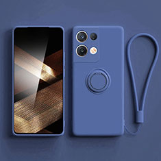 Funda Silicona Carcasa Ultrafina Goma con Magnetico Anillo de dedo Soporte S06 para Xiaomi Redmi Note 13 5G Azul