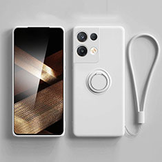 Funda Silicona Carcasa Ultrafina Goma con Magnetico Anillo de dedo Soporte S06 para Xiaomi Redmi Note 13 5G Blanco