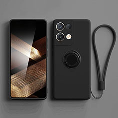 Funda Silicona Carcasa Ultrafina Goma con Magnetico Anillo de dedo Soporte S06 para Xiaomi Redmi Note 13 5G Negro