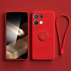 Funda Silicona Carcasa Ultrafina Goma con Magnetico Anillo de dedo Soporte S06 para Xiaomi Redmi Note 13 5G Rojo