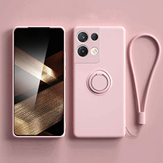 Funda Silicona Carcasa Ultrafina Goma con Magnetico Anillo de dedo Soporte S06 para Xiaomi Redmi Note 13 5G Rosa