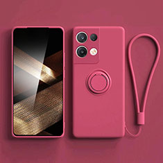 Funda Silicona Carcasa Ultrafina Goma con Magnetico Anillo de dedo Soporte S06 para Xiaomi Redmi Note 13 5G Rosa Roja