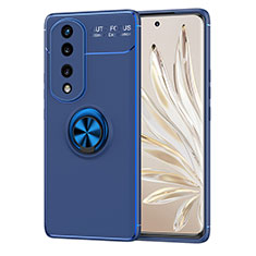 Funda Silicona Carcasa Ultrafina Goma con Magnetico Anillo de dedo Soporte SD1 para Huawei Honor 70 Pro 5G Azul