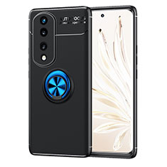 Funda Silicona Carcasa Ultrafina Goma con Magnetico Anillo de dedo Soporte SD1 para Huawei Honor 70 Pro 5G Azul y Negro