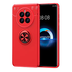 Funda Silicona Carcasa Ultrafina Goma con Magnetico Anillo de dedo Soporte SD1 para Huawei Mate 50 Rojo