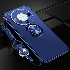 Funda Silicona Carcasa Ultrafina Goma con Magnetico Anillo de dedo Soporte SD1 para Huawei Mate 60 Azul