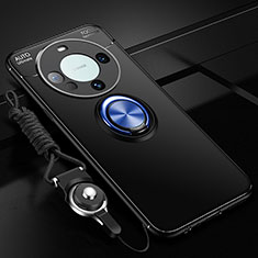 Funda Silicona Carcasa Ultrafina Goma con Magnetico Anillo de dedo Soporte SD1 para Huawei Mate 60 Azul y Negro