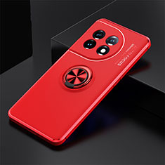 Funda Silicona Carcasa Ultrafina Goma con Magnetico Anillo de dedo Soporte SD1 para OnePlus 11 5G Rojo