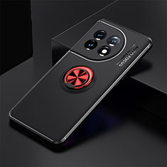 Funda Silicona Carcasa Ultrafina Goma con Magnetico Anillo de dedo Soporte SD1 para OnePlus 11 5G Rojo y Negro