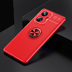 Funda Silicona Carcasa Ultrafina Goma con Magnetico Anillo de dedo Soporte SD1 para Realme 10 Pro+ Plus 5G Rojo