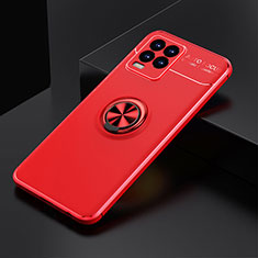 Funda Silicona Carcasa Ultrafina Goma con Magnetico Anillo de dedo Soporte SD1 para Realme 8 Pro Rojo