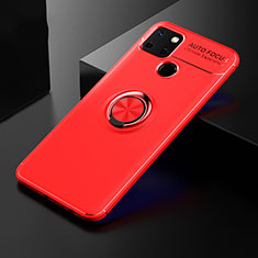 Funda Silicona Carcasa Ultrafina Goma con Magnetico Anillo de dedo Soporte SD1 para Realme C25 Rojo