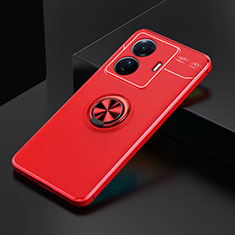 Funda Silicona Carcasa Ultrafina Goma con Magnetico Anillo de dedo Soporte SD1 para Vivo iQOO Z6 Pro 5G Rojo