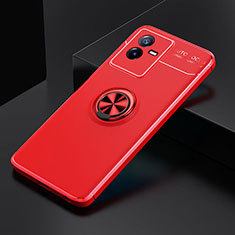 Funda Silicona Carcasa Ultrafina Goma con Magnetico Anillo de dedo Soporte SD1 para Vivo iQOO Z6x Rojo