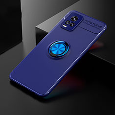 Funda Silicona Carcasa Ultrafina Goma con Magnetico Anillo de dedo Soporte SD1 para Vivo V20 Azul