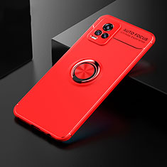 Funda Silicona Carcasa Ultrafina Goma con Magnetico Anillo de dedo Soporte SD1 para Vivo V20 Rojo