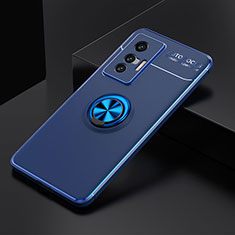 Funda Silicona Carcasa Ultrafina Goma con Magnetico Anillo de dedo Soporte SD1 para Vivo X70 5G Azul