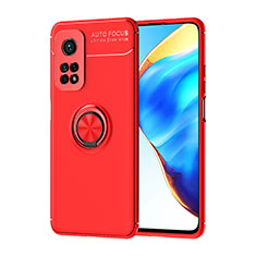 Funda Silicona Carcasa Ultrafina Goma con Magnetico Anillo de dedo Soporte SD1 para Xiaomi Mi 10T 5G Rojo