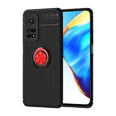 Funda Silicona Carcasa Ultrafina Goma con Magnetico Anillo de dedo Soporte SD1 para Xiaomi Mi 10T 5G Rojo y Negro