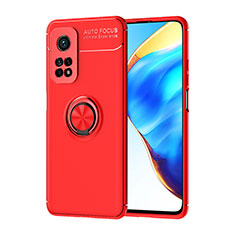 Funda Silicona Carcasa Ultrafina Goma con Magnetico Anillo de dedo Soporte SD1 para Xiaomi Mi 10T Pro 5G Rojo