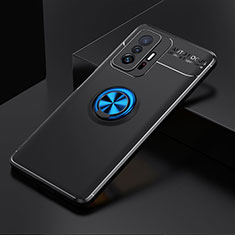 Funda Silicona Carcasa Ultrafina Goma con Magnetico Anillo de dedo Soporte SD1 para Xiaomi Mi 11T 5G Azul y Negro