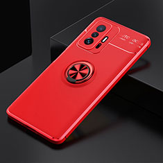 Funda Silicona Carcasa Ultrafina Goma con Magnetico Anillo de dedo Soporte SD1 para Xiaomi Mi 11T Pro 5G Rojo