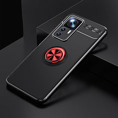 Funda Silicona Carcasa Ultrafina Goma con Magnetico Anillo de dedo Soporte SD1 para Xiaomi Mi 12T 5G Rojo y Negro