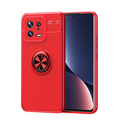 Funda Silicona Carcasa Ultrafina Goma con Magnetico Anillo de dedo Soporte SD1 para Xiaomi Mi 13 5G Rojo