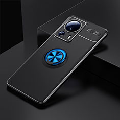 Funda Silicona Carcasa Ultrafina Goma con Magnetico Anillo de dedo Soporte SD1 para Xiaomi Mi 13 Lite 5G Azul y Negro