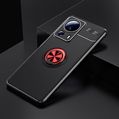 Funda Silicona Carcasa Ultrafina Goma con Magnetico Anillo de dedo Soporte SD1 para Xiaomi Mi 13 Lite 5G Rojo y Negro