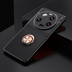 Funda Silicona Carcasa Ultrafina Goma con Magnetico Anillo de dedo Soporte SD1 para Xiaomi Mi 13 Ultra 5G Oro y Negro
