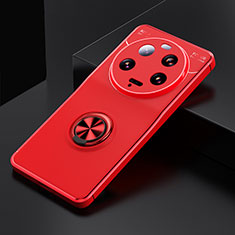 Funda Silicona Carcasa Ultrafina Goma con Magnetico Anillo de dedo Soporte SD1 para Xiaomi Mi 13 Ultra 5G Rojo
