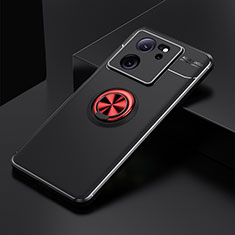 Funda Silicona Carcasa Ultrafina Goma con Magnetico Anillo de dedo Soporte SD1 para Xiaomi Mi 13T 5G Rojo y Negro