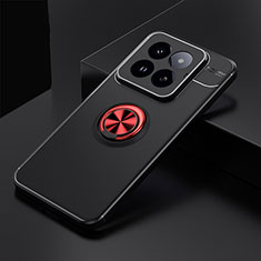 Funda Silicona Carcasa Ultrafina Goma con Magnetico Anillo de dedo Soporte SD1 para Xiaomi Mi 14 5G Rojo y Negro