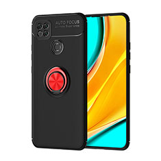 Funda Silicona Carcasa Ultrafina Goma con Magnetico Anillo de dedo Soporte SD1 para Xiaomi POCO C3 Rojo y Negro