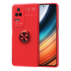 Funda Silicona Carcasa Ultrafina Goma con Magnetico Anillo de dedo Soporte SD1 para Xiaomi Poco F4 5G Rojo
