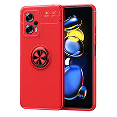 Funda Silicona Carcasa Ultrafina Goma con Magnetico Anillo de dedo Soporte SD1 para Xiaomi Poco X4 GT 5G Rojo