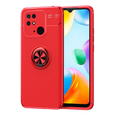 Funda Silicona Carcasa Ultrafina Goma con Magnetico Anillo de dedo Soporte SD1 para Xiaomi Redmi 10C 4G Rojo