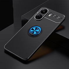 Funda Silicona Carcasa Ultrafina Goma con Magnetico Anillo de dedo Soporte SD1 para Xiaomi Redmi 13C Azul y Negro