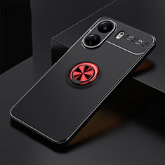 Funda Silicona Carcasa Ultrafina Goma con Magnetico Anillo de dedo Soporte SD1 para Xiaomi Redmi 13C Rojo y Negro