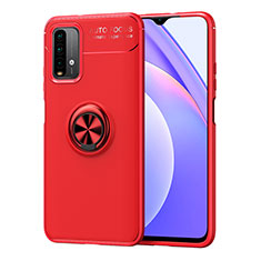 Funda Silicona Carcasa Ultrafina Goma con Magnetico Anillo de dedo Soporte SD1 para Xiaomi Redmi 9T 4G Rojo