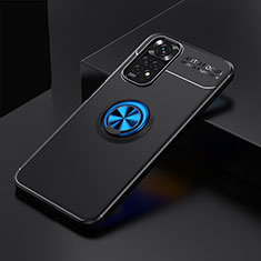 Funda Silicona Carcasa Ultrafina Goma con Magnetico Anillo de dedo Soporte SD1 para Xiaomi Redmi Note 11 4G (2022) Azul y Negro