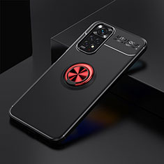 Funda Silicona Carcasa Ultrafina Goma con Magnetico Anillo de dedo Soporte SD1 para Xiaomi Redmi Note 11 4G (2022) Rojo y Negro
