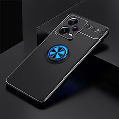 Funda Silicona Carcasa Ultrafina Goma con Magnetico Anillo de dedo Soporte SD1 para Xiaomi Redmi Note 12 Explorer Azul y Negro