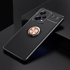 Funda Silicona Carcasa Ultrafina Goma con Magnetico Anillo de dedo Soporte SD1 para Xiaomi Redmi Note 12 Explorer Oro y Negro