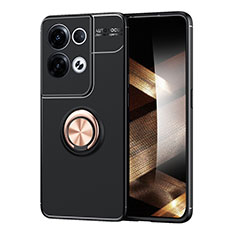 Funda Silicona Carcasa Ultrafina Goma con Magnetico Anillo de dedo Soporte SD1 para Xiaomi Redmi Note 13 5G Oro y Negro