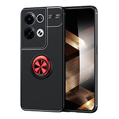 Funda Silicona Carcasa Ultrafina Goma con Magnetico Anillo de dedo Soporte SD1 para Xiaomi Redmi Note 13 5G Rojo y Negro
